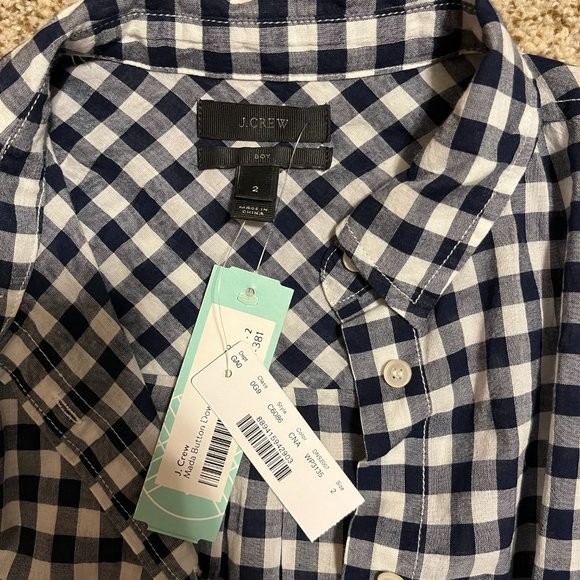 NWT J. Crew blue and white collared dress shirt - Picture 3 of 3